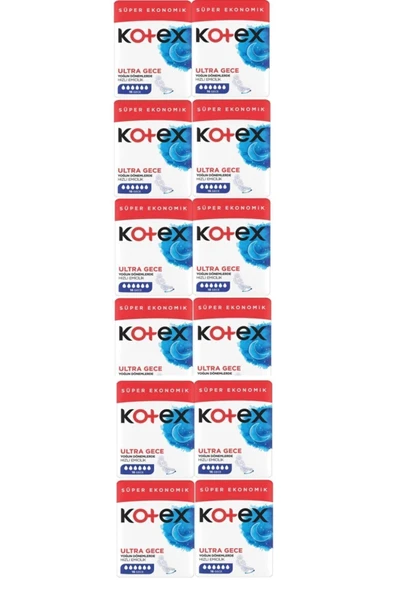 KOTEX Ultra Hijyenik Ped Gece 16'lı 12 Paket 192 Adet