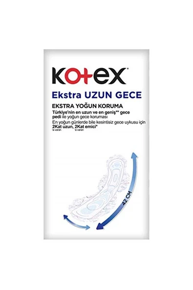KOTEX Extra Uzun Gece 9'lu Kategori: Hijyenik Ped - Resim 3