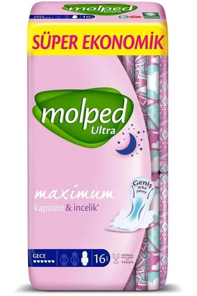MOLPED Ultra Kuruluk Süper Ekonomik Gece Hijyenik Ped 16'lı