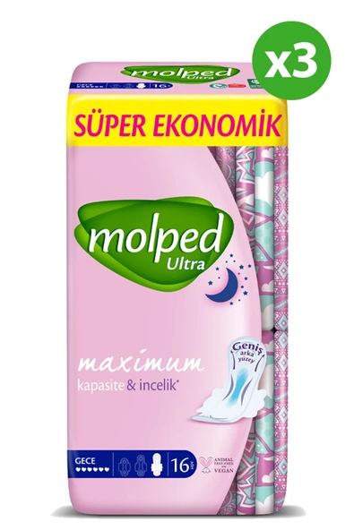 MOLPED Ultra Süper Ekonomik Gece Hijyenik Ped 48'li