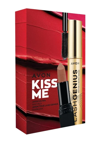 AVON Kiss Me Ultra Mat Ruj Marvellous Mocha ve Genius Maskara Hediye Paketi