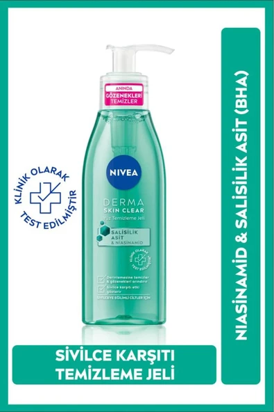 NIVEA Derma Skin Clear Yüz Temizleme Jeli 150 ml + Nivea Derma Skin Clear Tonik 200 ml Set - 3