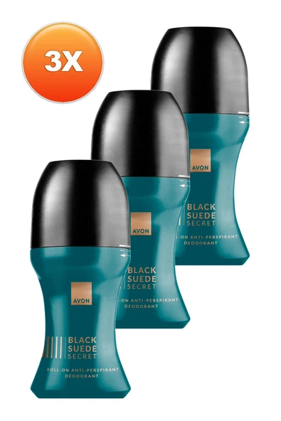 AVON Black Suede Secret Erkek Rollon 50 Ml. Üçlü Set - 4
