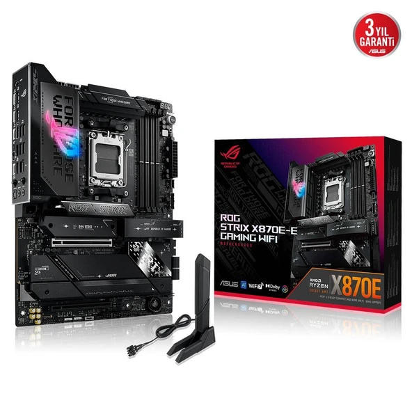 ASUS ROG STRIX X870E-E GAMING WIFI, 4xDDR5, 5xM.2, HDMI, DP, Type-C, PCIe 5.0, 2xWi-Fi 7, Bluetooth v5.4, AM5 Soket GAMING Anakart - 1