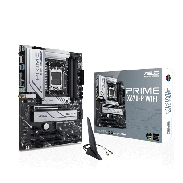 ASUS PRIME X670-P WIFI, 4xDDR5, 3xM.2, HDMI, DP, Type-C, Wi-Fi 6, Bluetooth v5.2, AMD Ryzen 7000 Serisi, AM5 Soket Anakart
