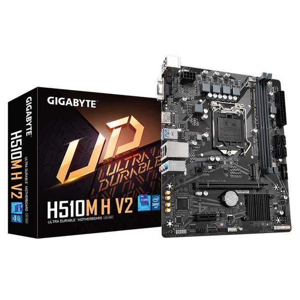 GIGABYTE H510M H V2, rev.1.0, 3200Mhz, 2xDDR4, M.2, D-SUB, HDMI, 10-11.Nesil, LGA1200 Soket, Anakart
