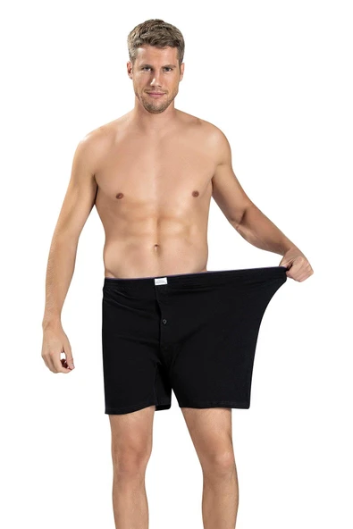 Jiber 183 Erkek Büyük Beden Pamuklu Siyah-Beyaz-Gri 3'lü Boxer