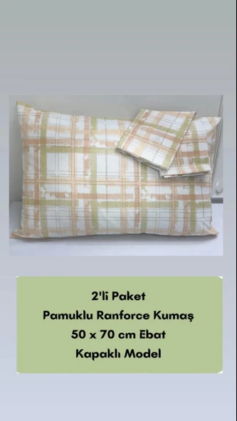 NİVEMESHOME SOMON EKOSE DESEN 2 Lİ YASTIK KILIFI KAPAKLI 50X70