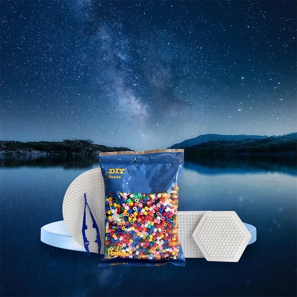 Hama Midi Boncuk Kreatif Set - 1 (Karışık Boncuk, Tablalar ve Cımbız)