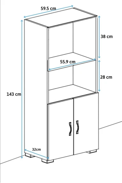 2 Kapaklı Bölmeli Mikrodalga Fırın Dolabı Mini Fırın Mutfak Dolabı 2 Kapılı Erzak Dolabı - Resim 3