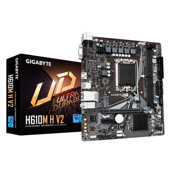 GIGABYTE H610M H V2, rev.1.0, 5600MHz, 2xDDR5,  M.2, D-SUB, HDMI, 12-13.Nesil, LGA1700 Soket, Anakart