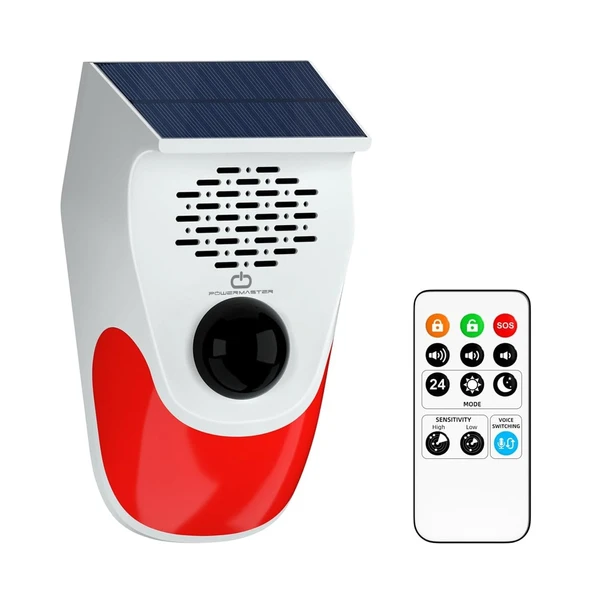 Ayt Powermaster Pm-26240 Solar Güneş Enerjili Sesli Işıklı Alarm Sistemi Kumandalı Alarm Flash Işıklı