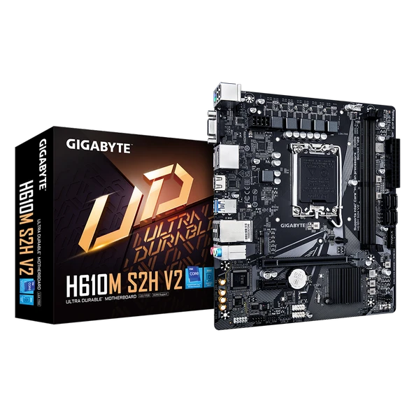 GIGABYTE H610M S2H V2, rev.1.0, 5600MHz, 2xDDR5, M.2, D-SUB, 2xDP, HDMI, 12-13-14.Nesil, LGA1700 Soket, Anakart