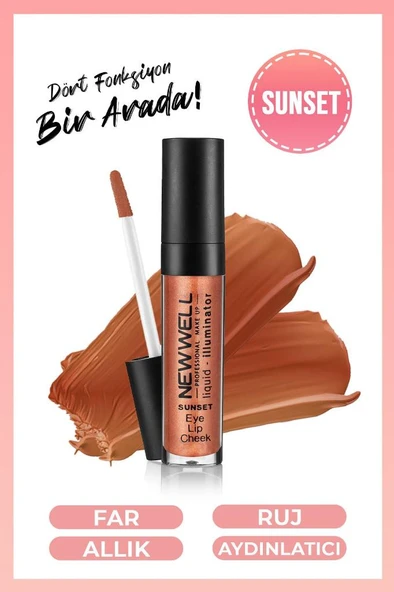 New Well Lıquıd Illumınator Aydınlatıcı Allık 3 In 1 - Sunset