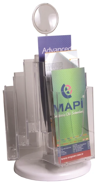 MAPİ 4 YÖNLÜ 8 RAF AFİŞ TAŞIYICI STAND (DÖNER SİSTEM) (A4)