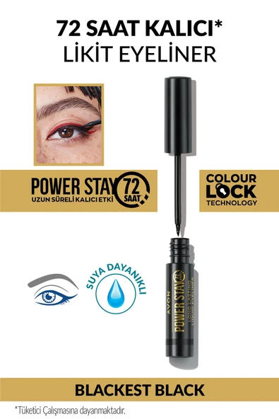 AVON Power Stay Uzun Süre Kalıcı Likit Eyeliner Blackest Black - 2