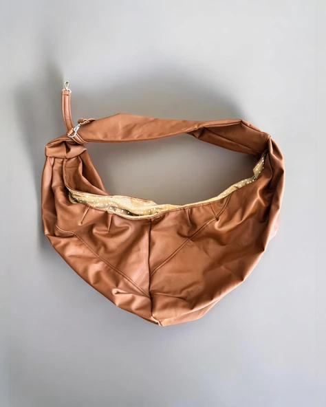 Kedi Taşıma Çantası Kahverengi Suni Deri Su Tutmaz Kumaş - 4