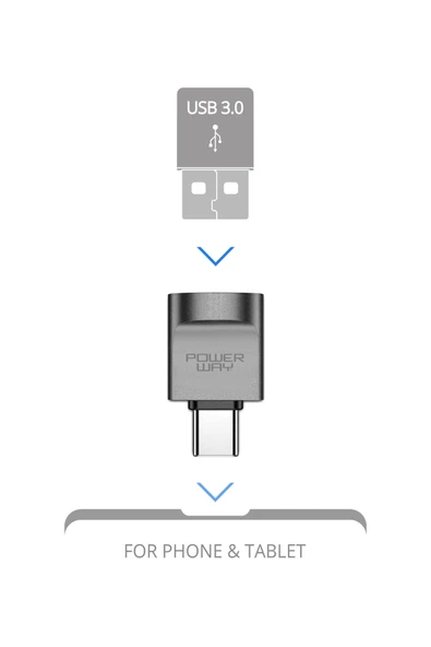 PMR Type-C to USB 3.0 OTG Adaptör – Hızlı Veri Aktarımı ve Şarj Desteği - 3