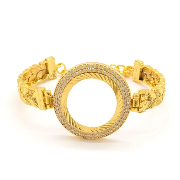 Yarım Altın Çerçeve Bileklik Çelik Altın Kaplama Arpa Model-BLZ-622 ürün görseli