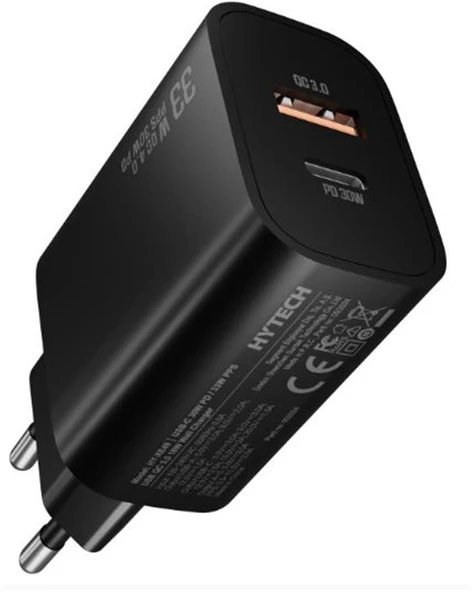 Hytech HY-XE49 Type-C + USB-A 30W PD - 33W PPS USB QC 3.0 18W Hızlı Ev Şarj Adaptörü