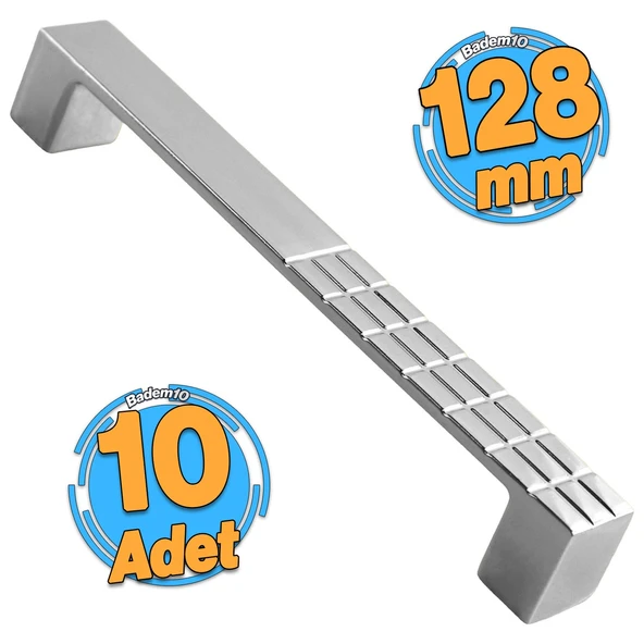 10 Adet Bihter Desenli Metal Mobilya Mutfak Dolabı Çekmece Dolap Kapak Kulpu Kulp Kulbu Krom 128 Mm