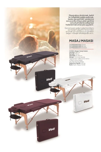 55003 Bordo Çanta Şeklinde Katlanabilir Masaj Masası -Kılıf Hediyeli - 6