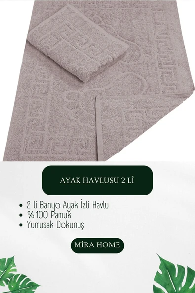 2 li Ayak İzli Banyo Ayak Havlusu %100 Pamuklu Renkli 50X70 Cm Menom - 6