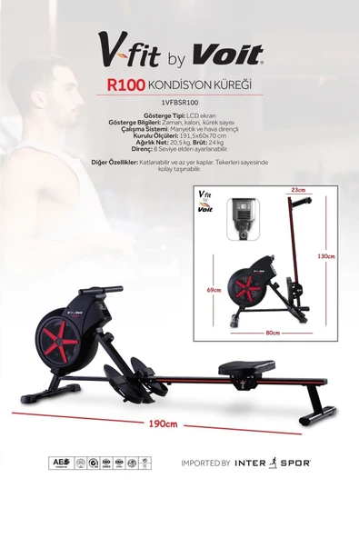 V-Fit By Voit R100 Kondisyon Küreği Hava Dirençli Manyetik Sistem - 3
