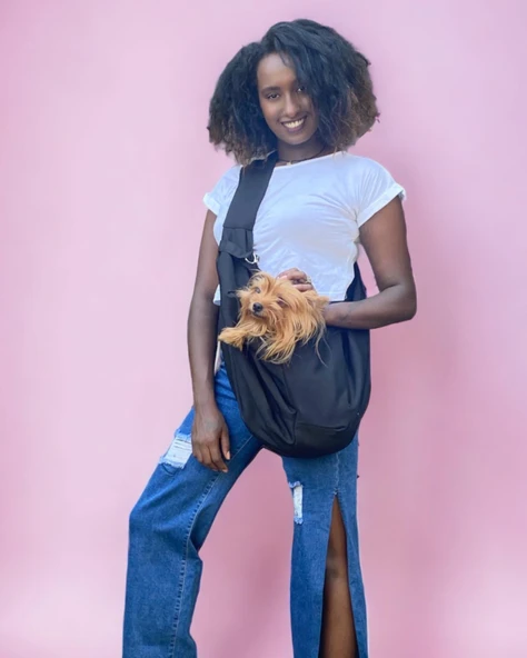 Köpek Taşıma Çantası Kahverengi Suni Deri Su Tutmaz Kumaş - 2