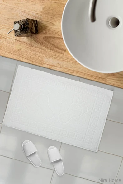 2 li Ayak İzli Banyo Ayak Havlusu %100 Pamuklu Renkli 50X70 Cm Menom - 9