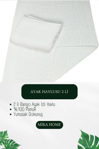 2 li Ayak İzli Banyo Ayak Havlusu %100 Pamuklu Renkli 50X70 Cm Menom - 2