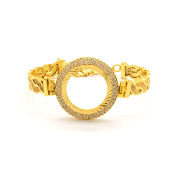 Yarım Altın Çerçeve Bileklik Çelik Altın Kaplama Örgü Model -BLZ-625 ürün görseli