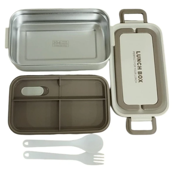 Aryıldız Bento Dikdörtgen Lunch Box Yemek Termosu Bej 1000 ml - 2