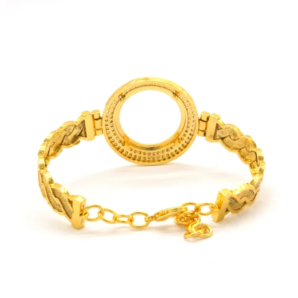 Yarım Altın Çerçeve Bileklik Çelik Altın Kaplama Örgü Model -BLZ-625 - Resim 5