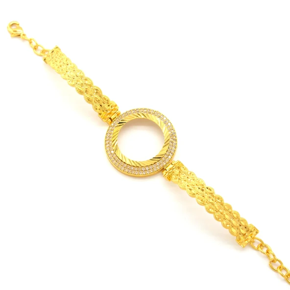 Yarım Altın Çerçeve Bileklik Çelik Altın Kaplama BLZ-621 - Resim 3