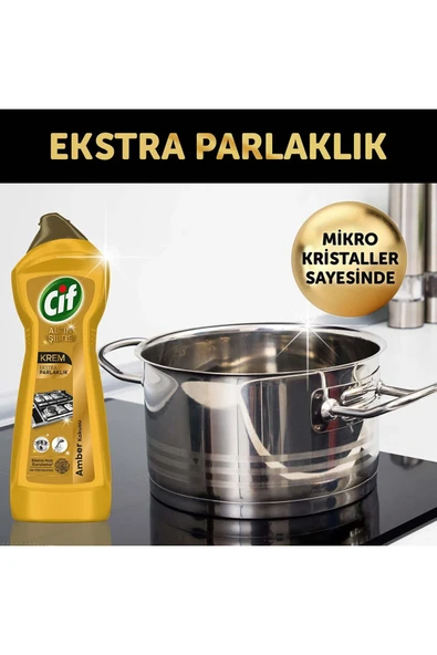 Cif Krem Yüzey Temizleyici Altın Işıltısı Amber Kokulu 500 ml - 3