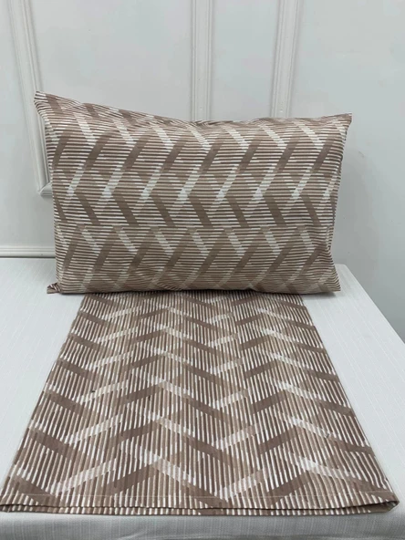 NİVEMESHOME KAHVE ÇİZGİLİ DESEN 2 Lİ YASTIK KILIFI KAPAKLI 50X70 - 2