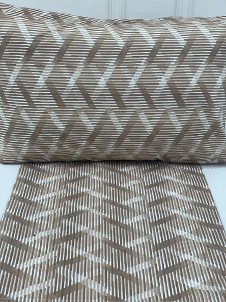 NİVEMESHOME KAHVE ÇİZGİLİ DESEN 2 Lİ YASTIK KILIFI KAPAKLI 50X70 - 5