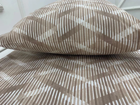 NİVEMESHOME KAHVE ÇİZGİLİ DESEN 2 Lİ YASTIK KILIFI KAPAKLI 50X70 - 3