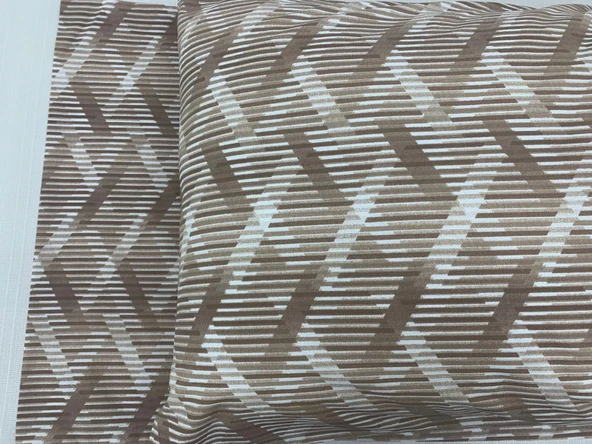 NİVEMESHOME KAHVE ÇİZGİLİ DESEN 2 Lİ YASTIK KILIFI KAPAKLI 50X70 - 4