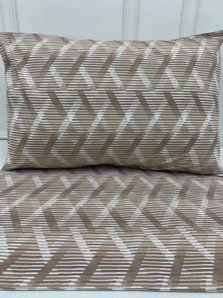 NİVEMESHOME KAHVE ÇİZGİLİ DESEN 2 Lİ YASTIK KILIFI KAPAKLI 50X70