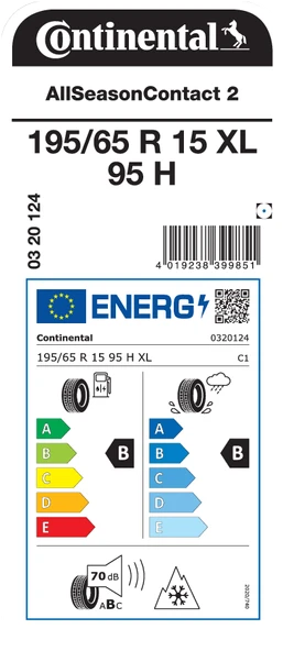 CONTİNENTAL 195/65R15 95H XL ASC2 DÖRT MEVSİM LASTİĞİ ÜRETİM YILI:2024 - 2