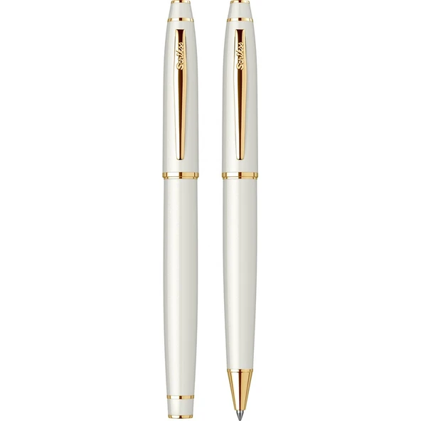 Scrikss Noble 35 Tükenmez + Dolma Kalem Beyaz Altın - Resim 3