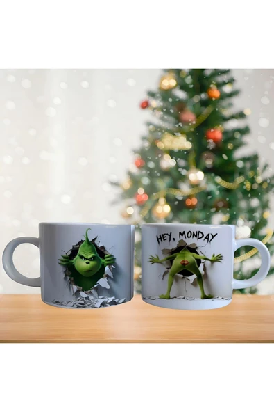 Grinch pazartesi sendromu komik kahve fincan takımı