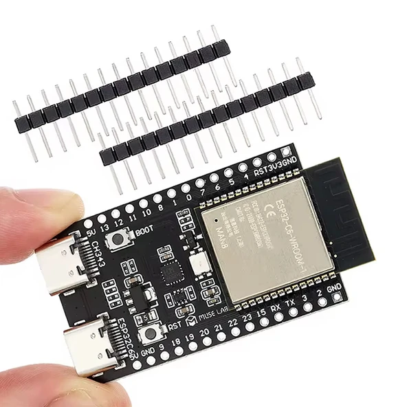 ESP32-C6 DevKit Wifi 6 ve Bluetooth 5 Modül Geliştirme Kartı ESP32-C6-WROOM-1 32 Bit 160Mhz 8 MByte Flash CH341 Rgb Led Usb Uart IO Sensör Ev Otomasyon Endüstriyel Makine Kontrol Iot ESP-32 - Resim 2