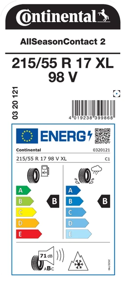 CONTİNENTAL 215/55R17 98V XL ASC2 DÖRT MEVSİM LASTİĞİ ÜRETİM YILI:2024 - 2