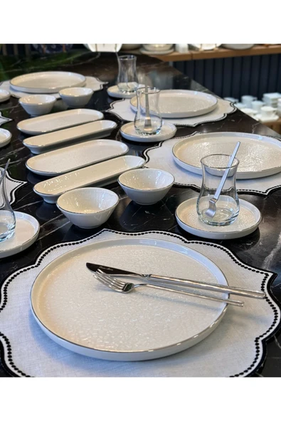 Onedekor  32 Parça Modern Krem Platin Kahvaltı Takımı - 2