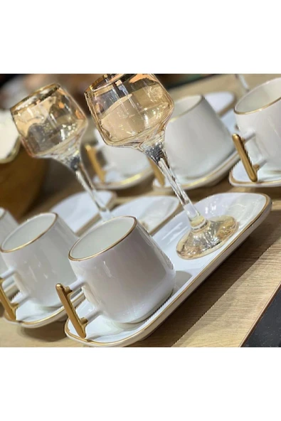 CARMEN SOFT paris  Elica Serisi Sunum Tabaklı Kahve Fincan Takımı - 2