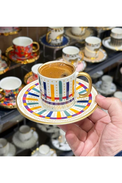 Onedekor  6'lı Royal Maya Lüks Kahve Fincanı - 2