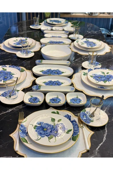 Onedekor  43 Parça Lüks Ocean Blue Kahvaltı Takımı - 7